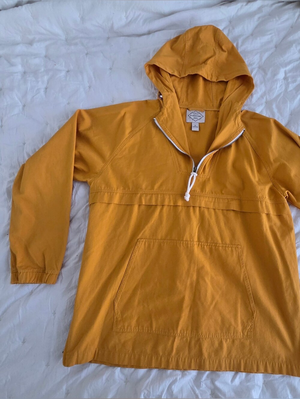 St. John's Bay Mustard Yellow Hooded Pullover Raincoat